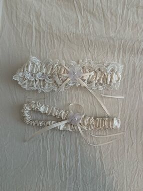 Ivory Lace Satin Bridal Garter Set